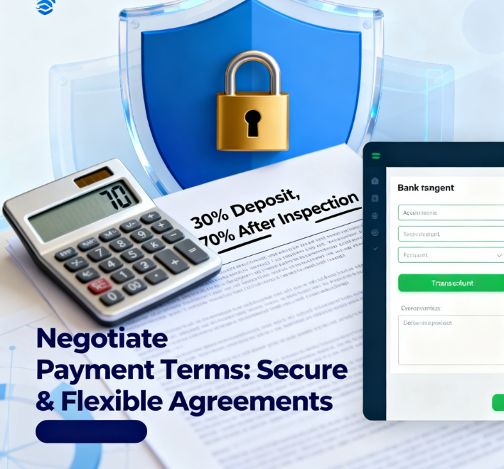 Handshake between a foreign buyer and a professional chinese sourcing agent over a blueprint, symbolizing partnership and agreement.